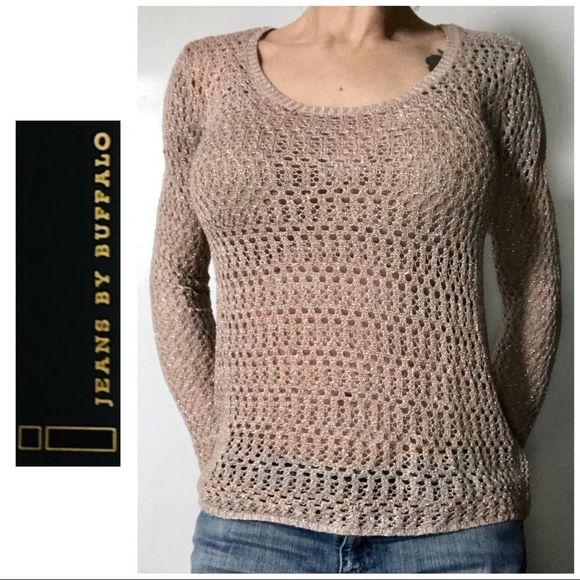 i jeans by Buffalo Tops - I Jeans by Buffalo Pink Open Knit Sweater Medium M